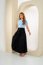Saia Jeans Longa Feminina Roberta no Preto 100% Algodão | Sthá Jeans