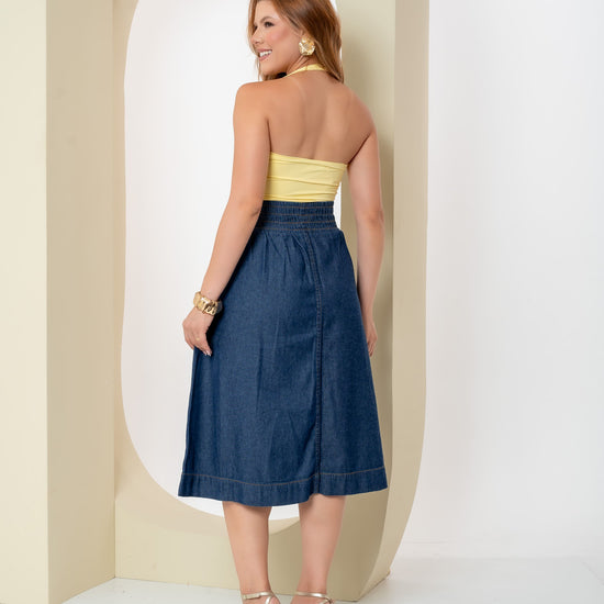 Saia Jeans Midi Laura com elástico na cintura - Sthá Jeans